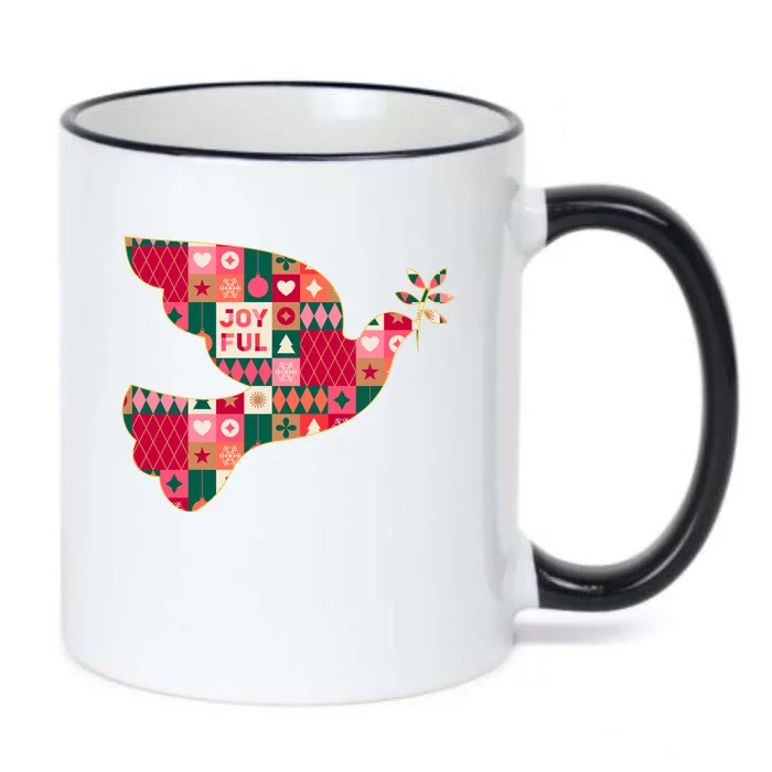 Christmas Joyful Pattern Peace Dove Black Color Changing Mug