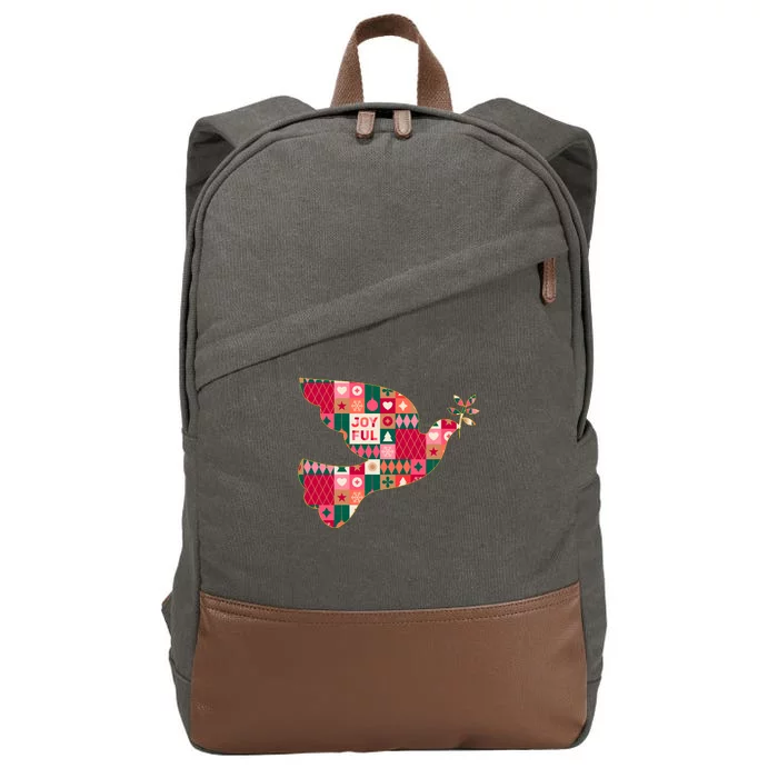 Christmas Joyful Pattern Peace Dove Cotton Canvas Backpack