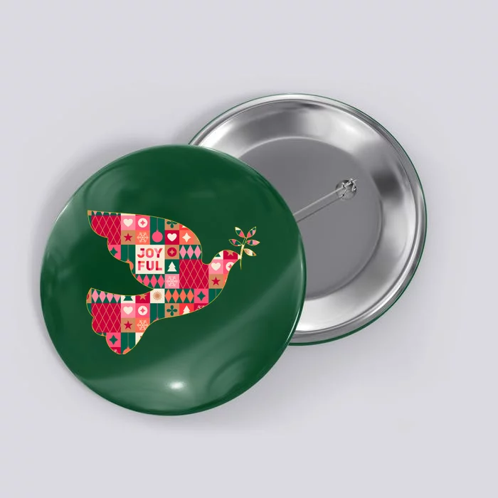 Christmas Joyful Pattern Peace Dove Button