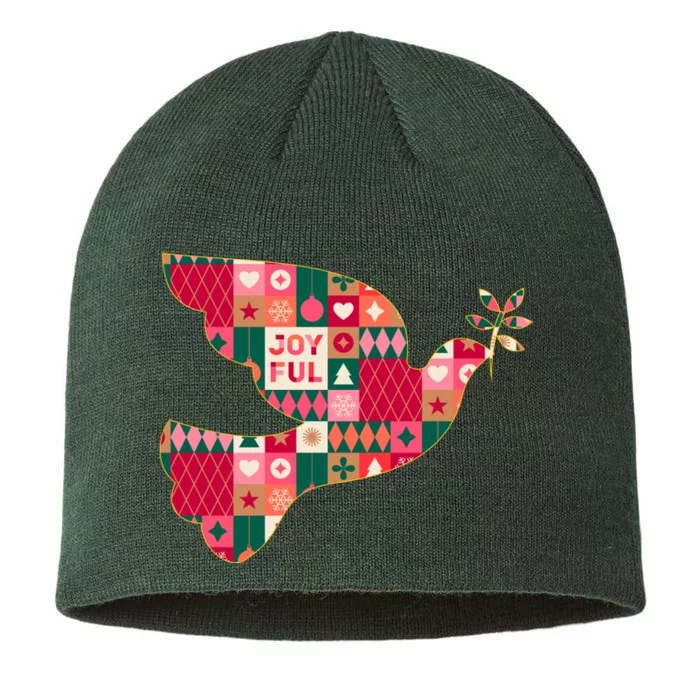 Christmas Joyful Pattern Peace Dove 8 1/2in Sustainable Knit Beanie