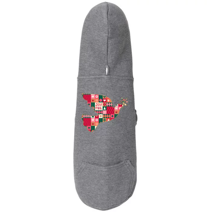 Christmas Joyful Pattern Peace Dove Doggie 3-End Fleece Hoodie