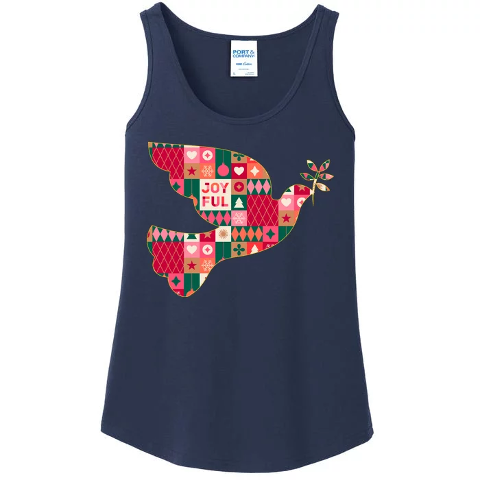 Christmas Joyful Pattern Peace Dove Ladies Essential Tank