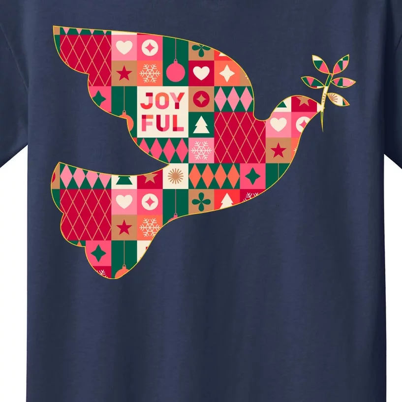 Christmas Joyful Pattern Peace Dove Kids T-Shirt