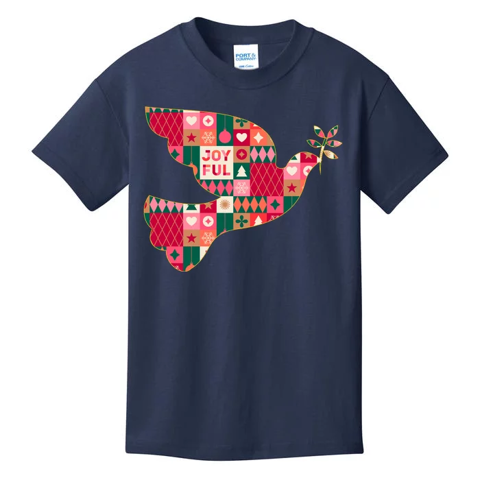 Christmas Joyful Pattern Peace Dove Kids T-Shirt