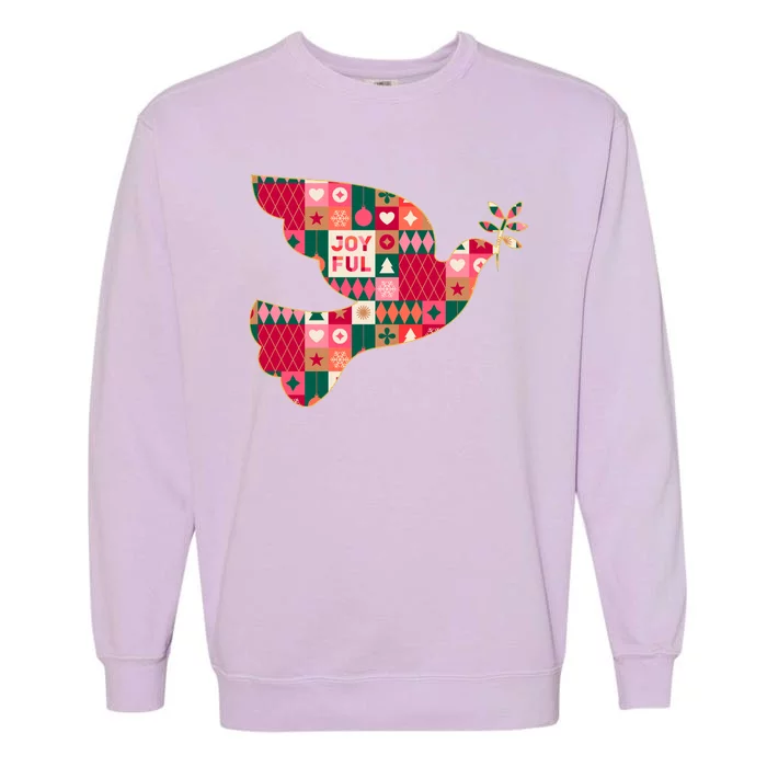 Christmas Joyful Pattern Peace Dove Garment-Dyed Sweatshirt