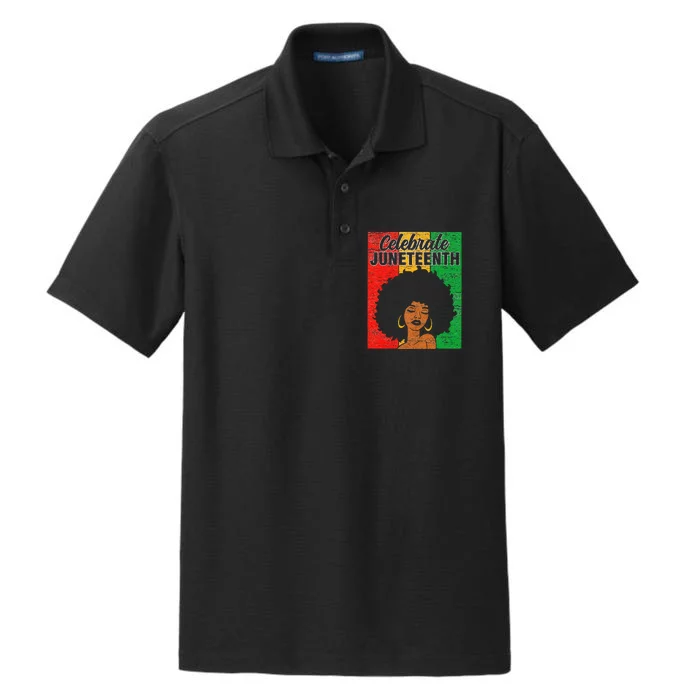 Celebrate Juneteenth Retro American African Black Dry Zone Grid Performance Polo