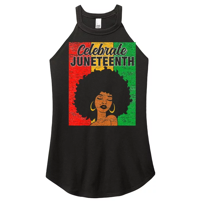 Celebrate Juneteenth Retro American African Black Women’s Perfect Tri Rocker Tank