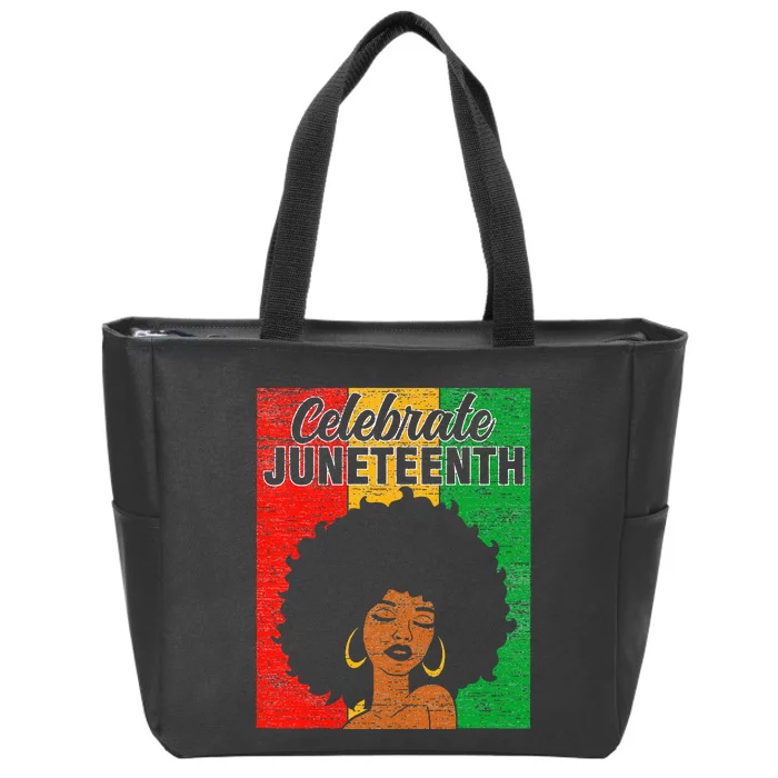 Celebrate Juneteenth Retro American African Black Zip Tote Bag