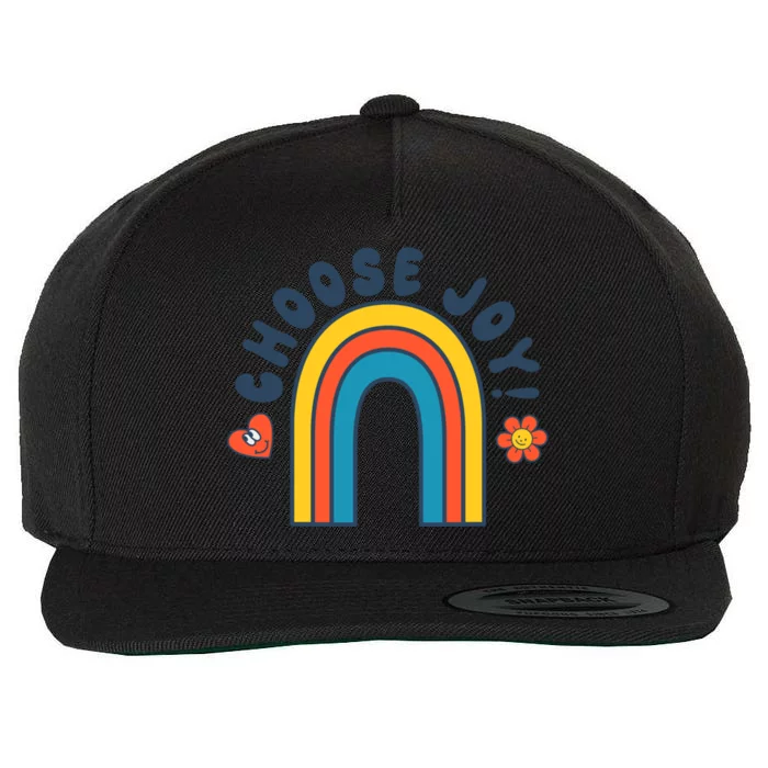 Choose Joy! Retro 70's Style Happy Rainbow Cool Gift Wool Snapback Cap