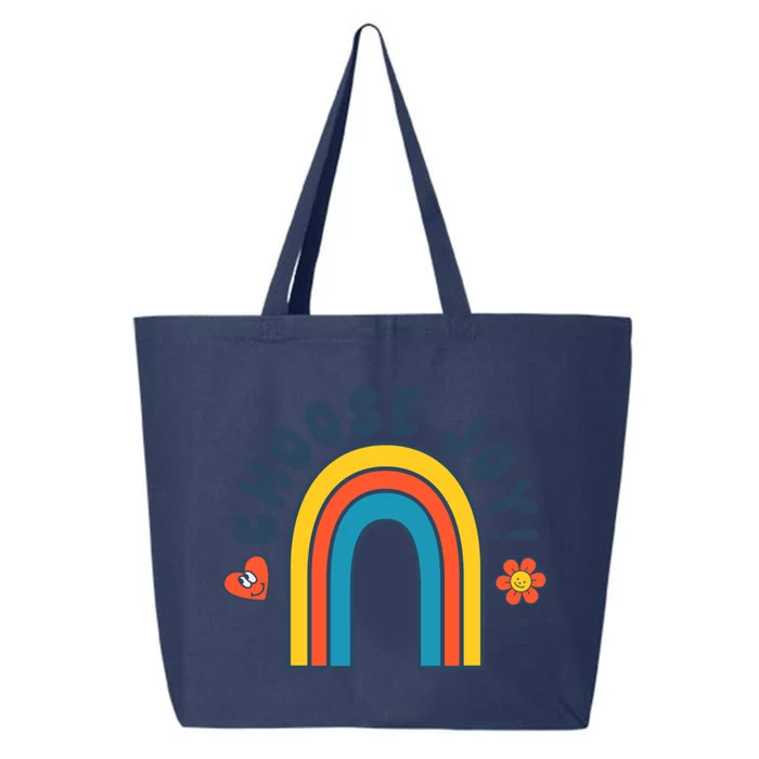 Choose Joy! Retro 70's Style Happy Rainbow Cool Gift 25L Jumbo Tote