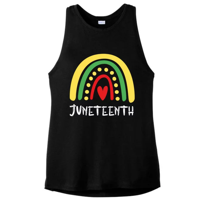 Cool Juneteenth Rainbow Funny Freedom Independence Day Gift Ladies Tri-Blend Wicking Tank