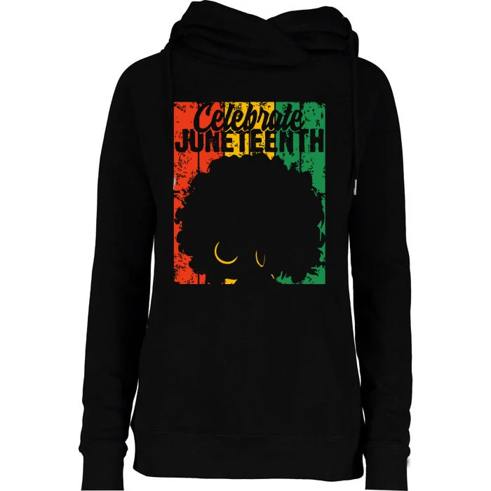 Celebrate Juneteenth Retro African Colors Women Womens Funnel Neck Pullover Hood