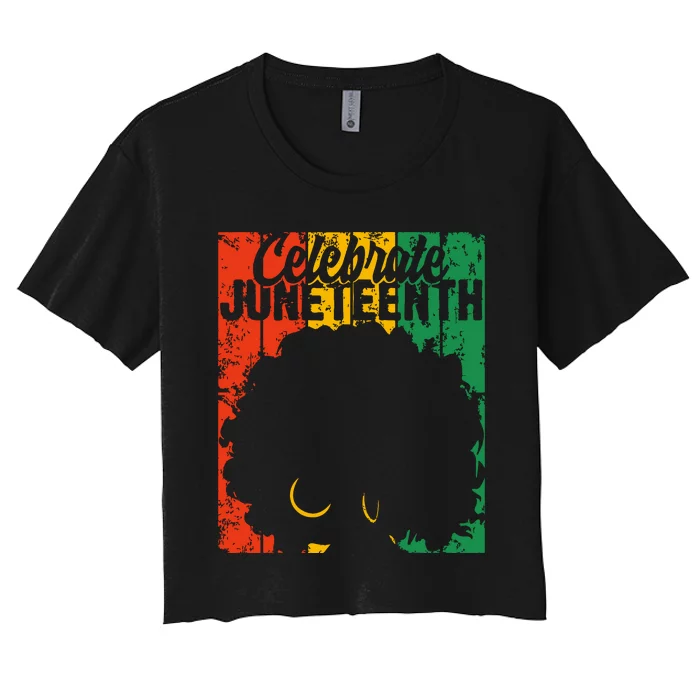 Celebrate Juneteenth Retro African Colors Women Women's Crop Top Tee