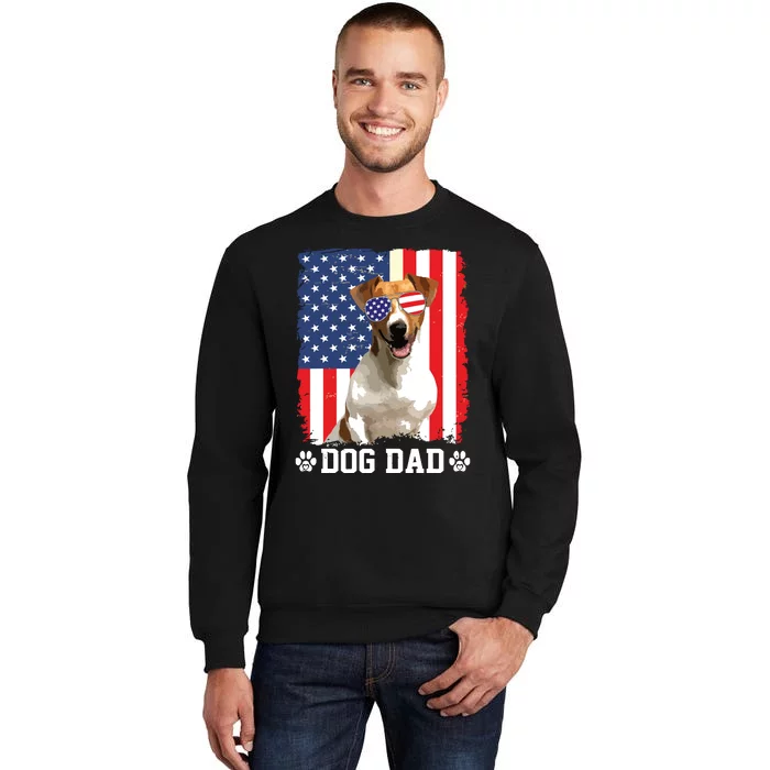 Cool Jack Russell Terrier Dog Dad American Flag Fathers Day Tall Sweatshirt