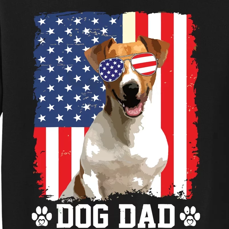 Cool Jack Russell Terrier Dog Dad American Flag Fathers Day Tall Sweatshirt