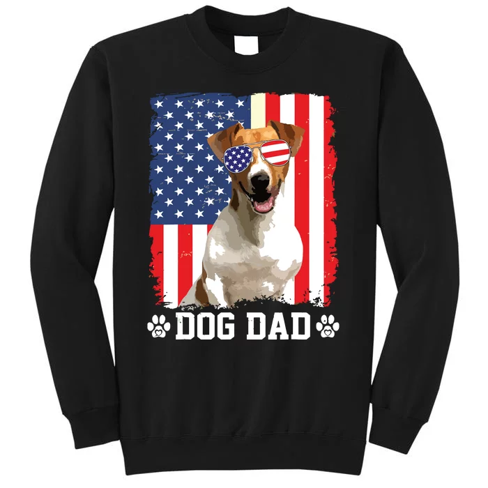 Cool Jack Russell Terrier Dog Dad American Flag Fathers Day Tall Sweatshirt