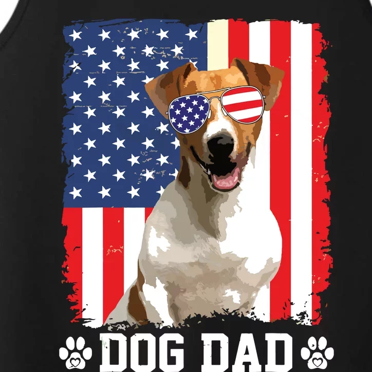 Cool Jack Russell Terrier Dog Dad American Flag Fathers Day Performance Tank