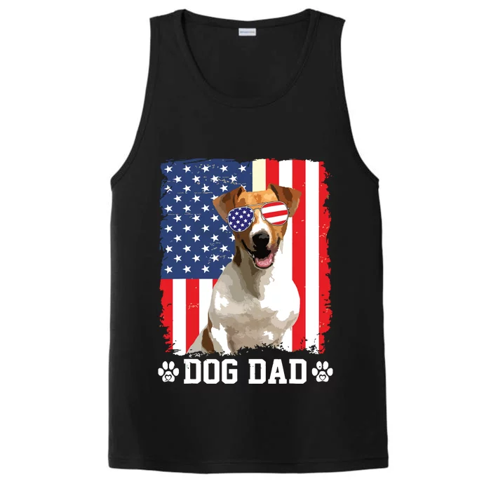 Cool Jack Russell Terrier Dog Dad American Flag Fathers Day Performance Tank