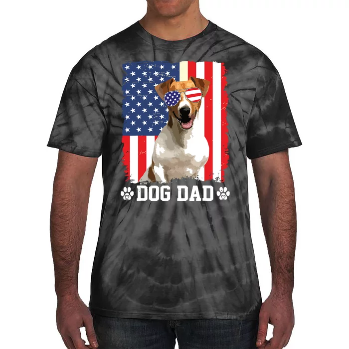 Cool Jack Russell Terrier Dog Dad American Flag Fathers Day Tie-Dye T-Shirt