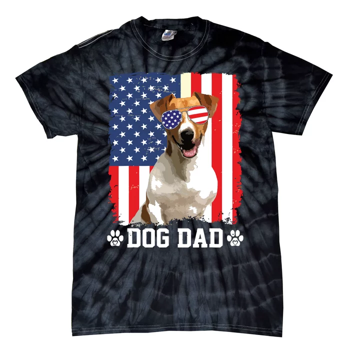 Cool Jack Russell Terrier Dog Dad American Flag Fathers Day Tie-Dye T-Shirt