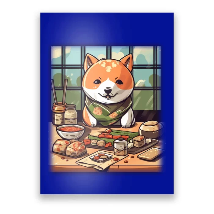 Cute Japanese Sushi Master Dog Chef Kawaii Anime Great Gift Poster