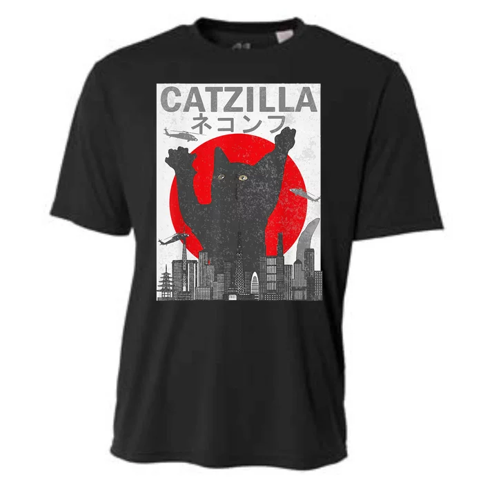 Catzilla Japanese Sunset Style Cat Cooling Performance Crew T-Shirt