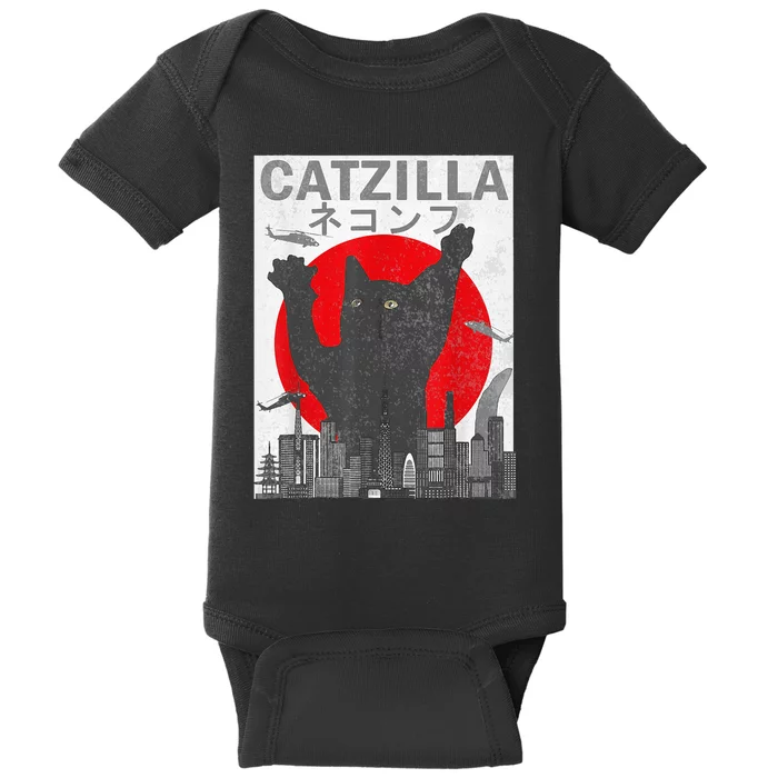 Catzilla Japanese Sunset Style Cat Baby Bodysuit