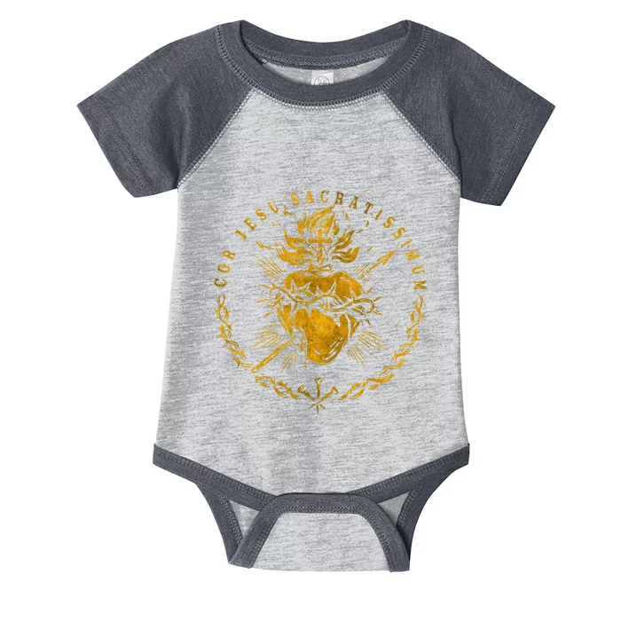 Cor Jesu Sacratissimum SacredHeart Of Jesus Catholic Faith Infant Baby Jersey Bodysuit