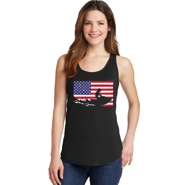 Cool Jet Ski For Women Skiers Us American Flag Skiing Ladies Essential Tank