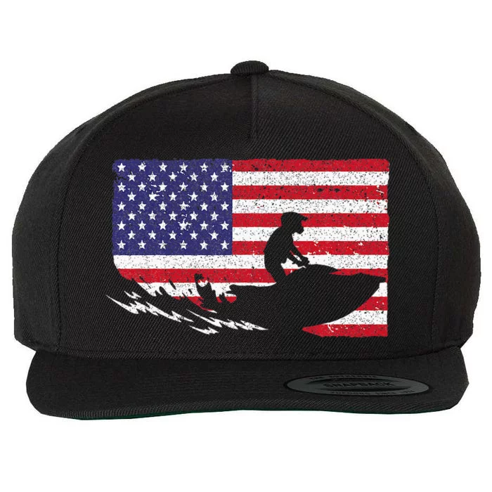 Cool Jet Ski For Women Skiers Us American Flag Skiing Wool Snapback Cap