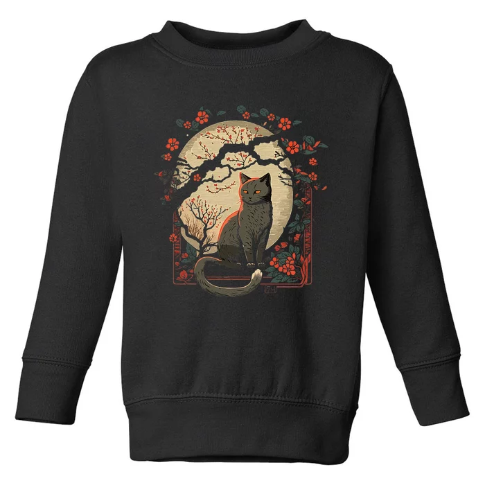 Cat Japan Style Funny Cat Gift Retro Vintage Anime Cat Toddler Sweatshirt