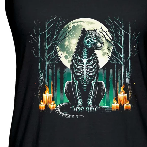 Cool Jaguar Skeleton Halloween Christmas Birthday Ladies Essential Flowy Tank