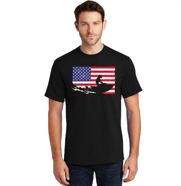 Cool Jet Ski For Skiers US American Flag Skiing Tall T-Shirt