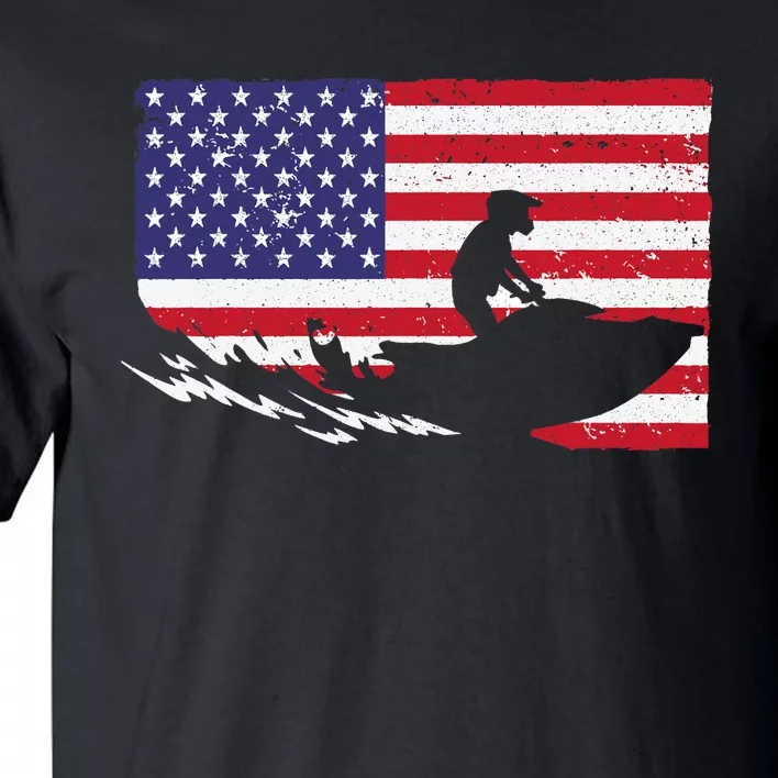 Cool Jet Ski For Skiers US American Flag Skiing Tall T-Shirt