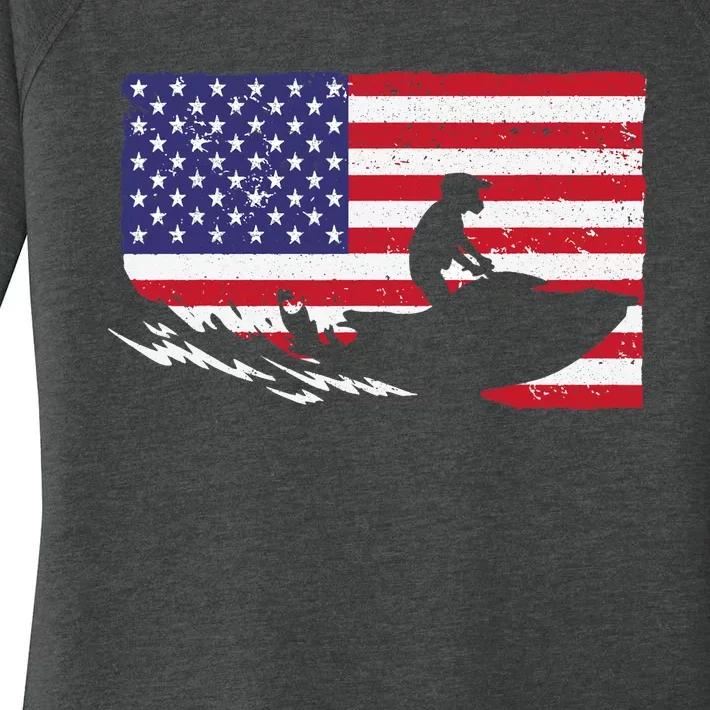 Cool Jet Ski For Skiers US American Flag Skiing Women's Perfect Tri Tunic Long Sleeve Shirt