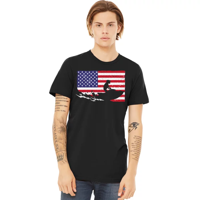 Cool Jet Ski For Skiers US American Flag Skiing Premium T-Shirt