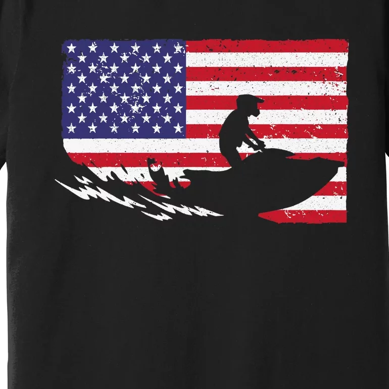 Cool Jet Ski For Skiers US American Flag Skiing Premium T-Shirt