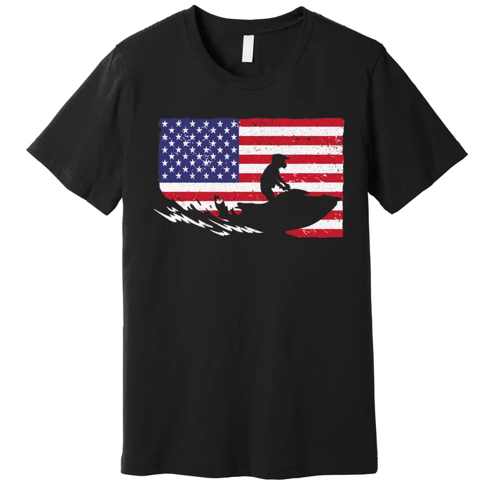 Cool Jet Ski For Skiers US American Flag Skiing Premium T-Shirt