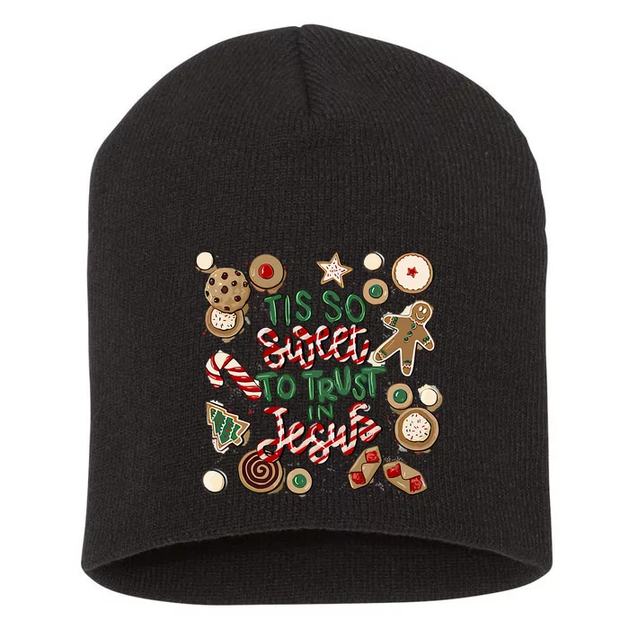 Christmas Jesus Tis So Sweet To Trust In Jesus Gingerbread Short Acrylic Beanie