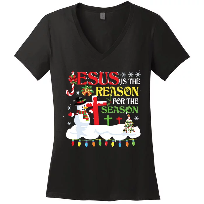 Christian Jesus The Reason Christmas Stocking Stuffer Gifts Women's V-Neck T-Shirt