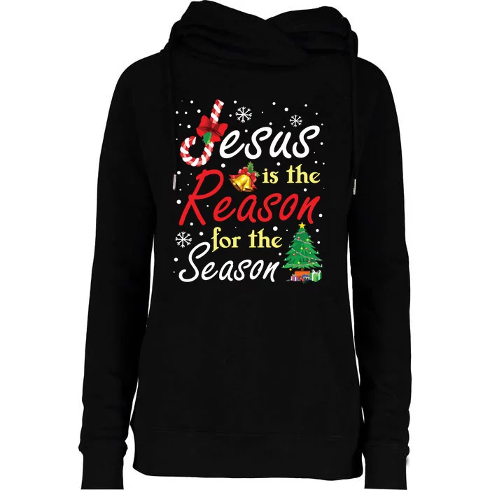 Christian Jesus The Reason Christmas Stocking Stuffer Gifts Womens Funnel Neck Pullover Hood