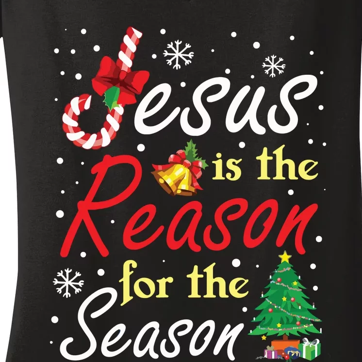 Christian Jesus The Reason Christmas Stocking Stuffer Gifts Women's V-Neck T-Shirt