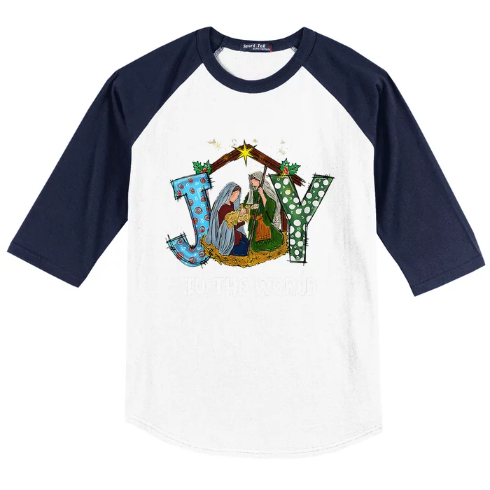 Christmas Joy To The World Baby Jesus Religious Christian Baseball Sleeve Shirt