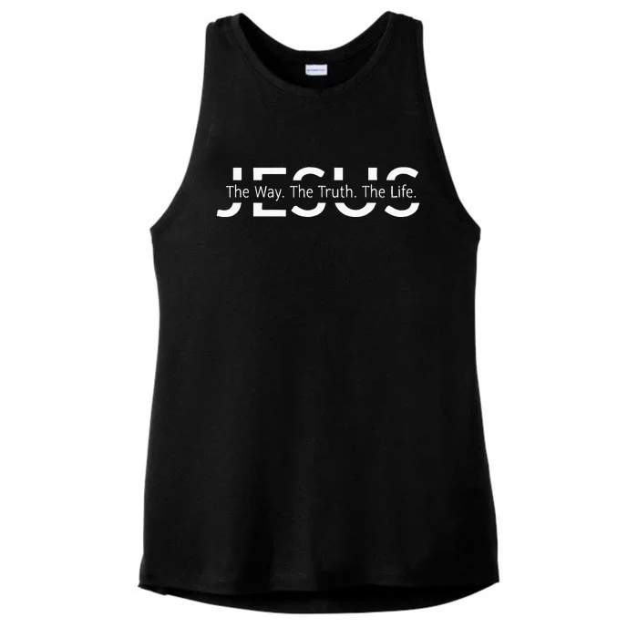 Christ Jesus The Way The Truth The Life Blessed Christians Ladies Tri-Blend Wicking Tank