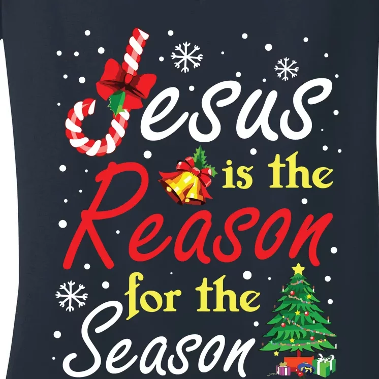 Christian Jesus The Reason Christmas Stocking Stuffer Gifts Women's V-Neck T-Shirt