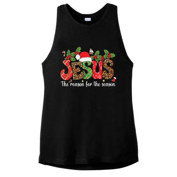 Christian Jesus The Reason Xmas Holiday Season Christmas Ladies Tri-Blend Wicking Tank