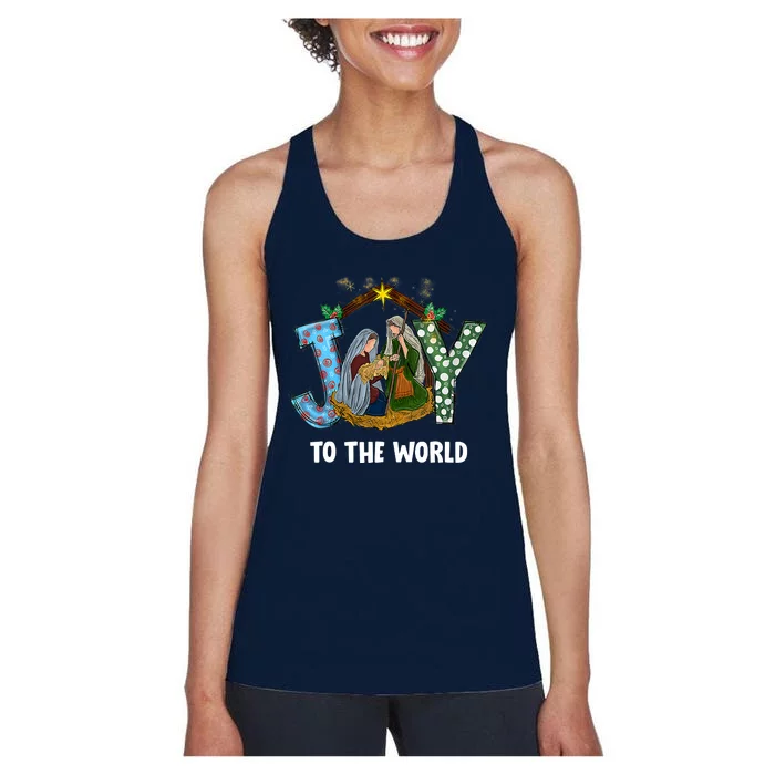 Christmas Joy To The World Baby Jesus Religious Christian Women's Racerback Tank