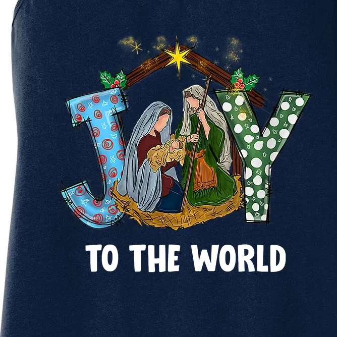 Christmas Joy To The World Baby Jesus Religious Christian Women's Racerback Tank