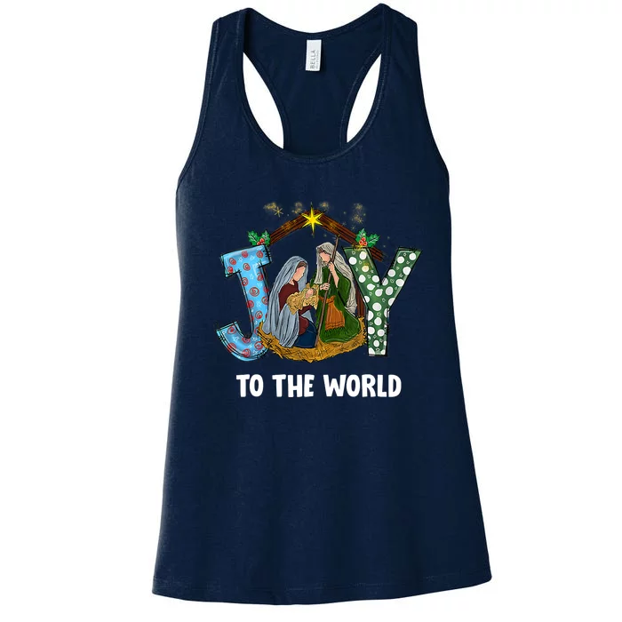 Christmas Joy To The World Baby Jesus Religious Christian Women's Racerback Tank