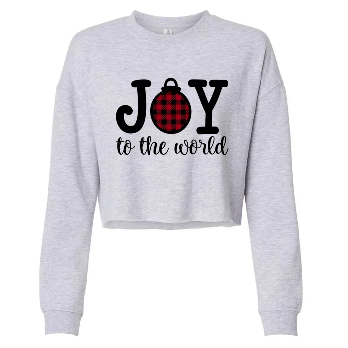 Christmas Joy To The World Christian Plaid Design Gift Cropped Pullover Crew